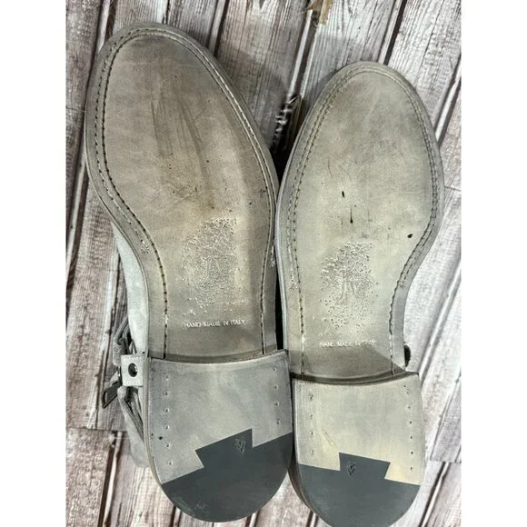 John Varvatos Harness suede Boots Size 11 color Grey handmade in Italy New - Picture 6 of 9